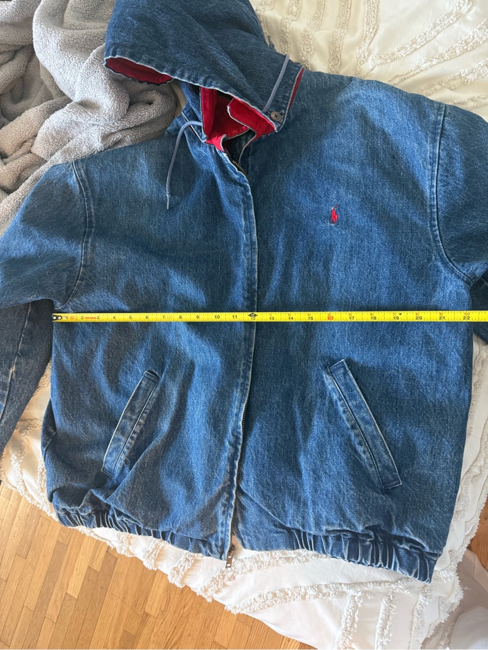 Vintage Polo by Ralph Lauren Denim Jacket with Red Lining - Picture 12 of 12